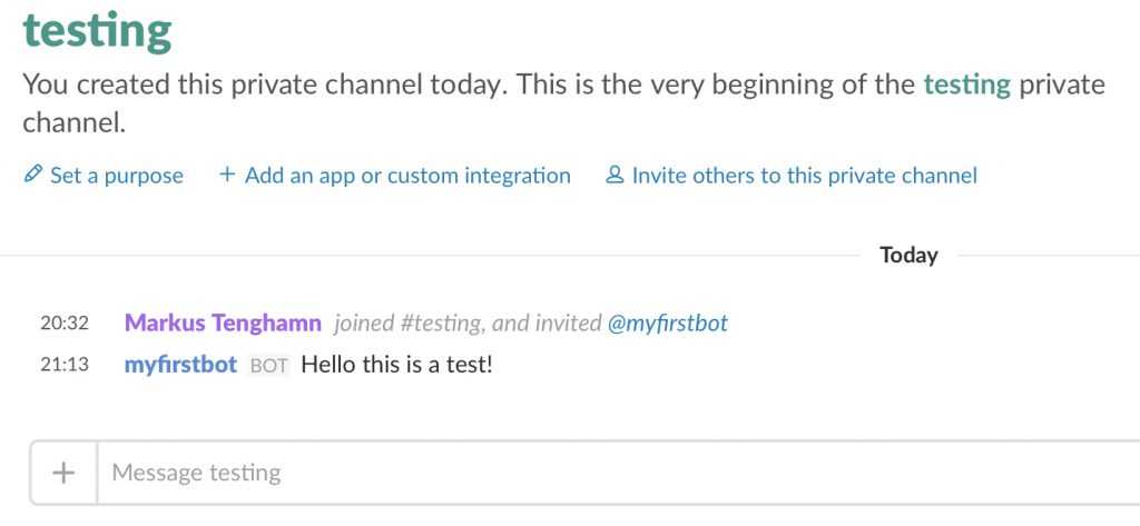 A bot posted a message to Slack
